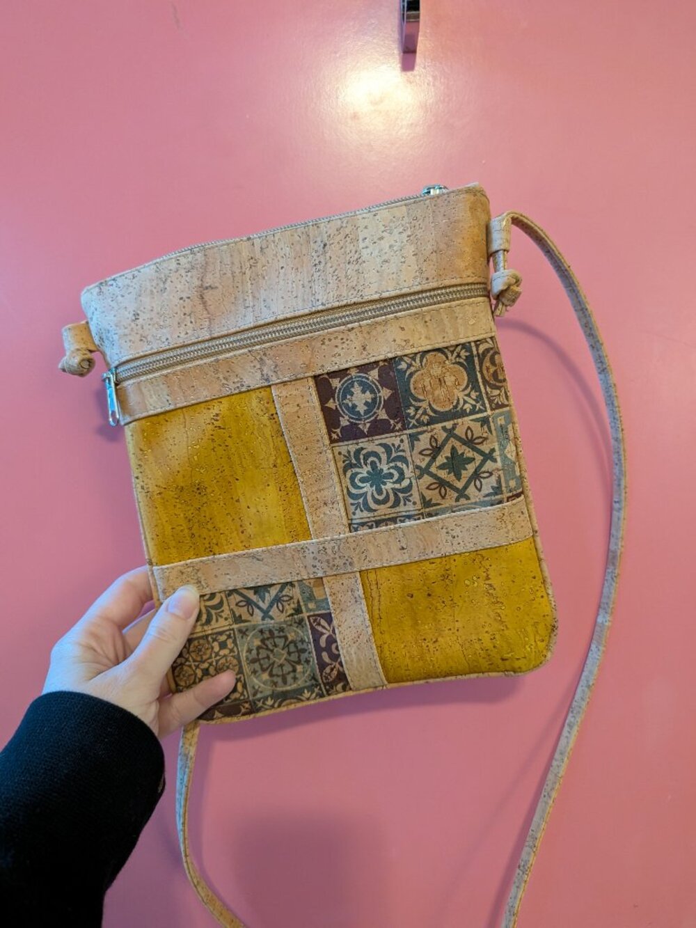 Portuguese Cork Crossbody Bag | Azulejo Tile Print | Handmade in Portugal